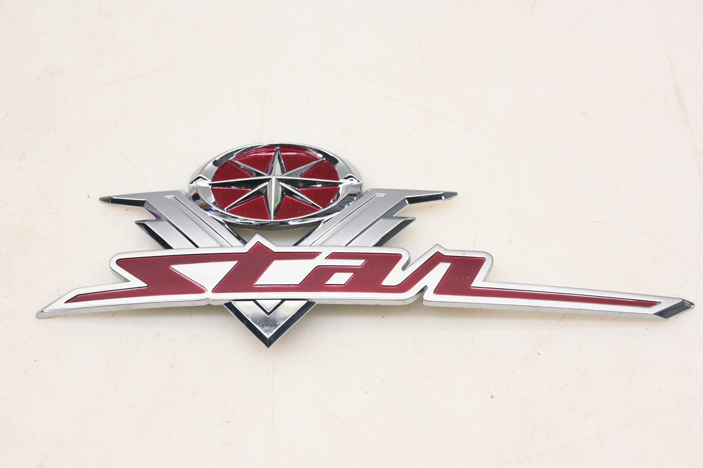 New OEM Yamaha 5KS-2416B-00-00 Dull Red Metallic Fuel Tank V-Star Emblem NOS