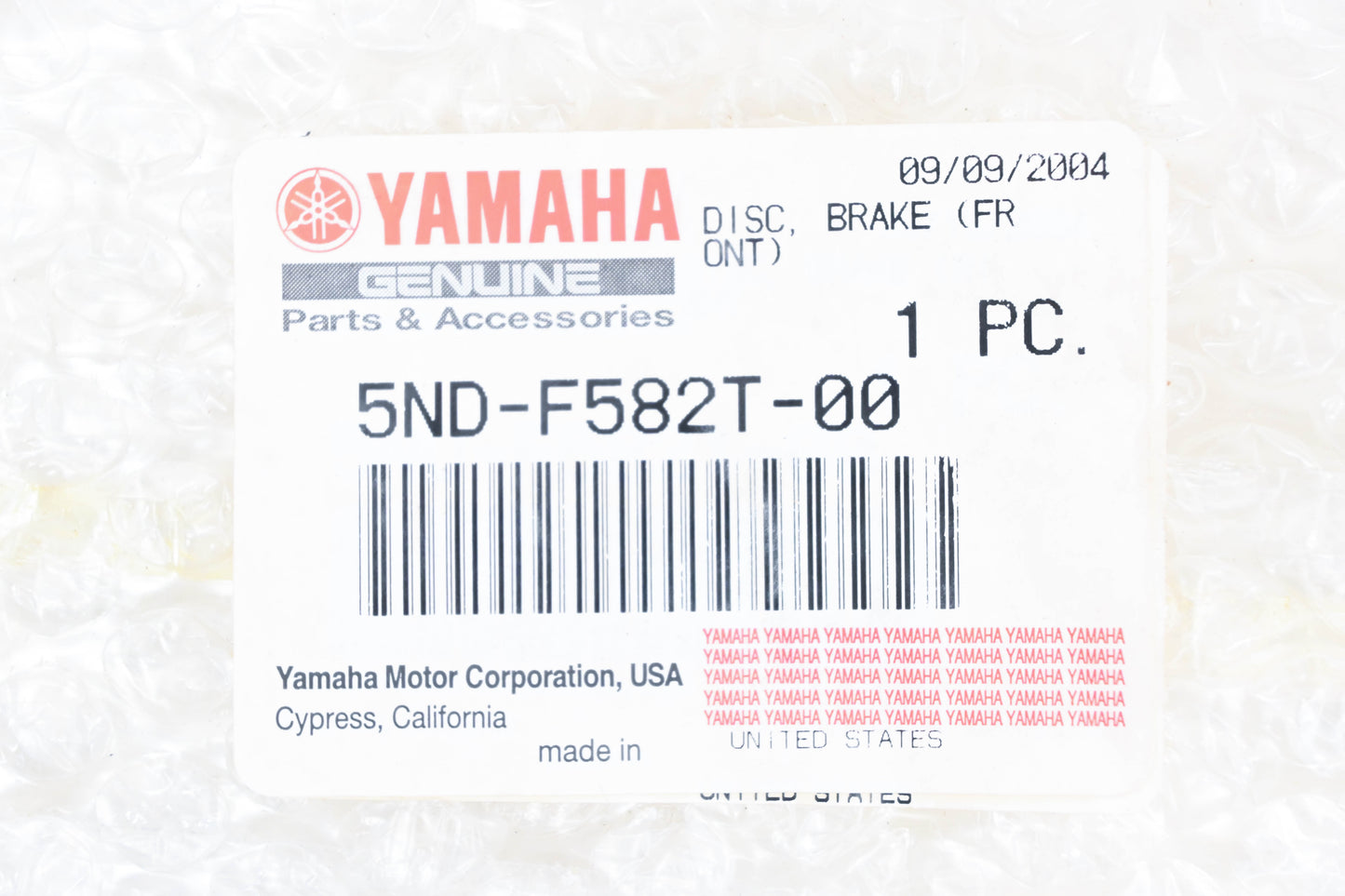New OEM Yamaha 5ND-F582T-00-00 Front Brake Rotor Disc NOS