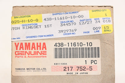 New OEM Yamaha 438-11610-10-00 Piston Ring Kit NOS