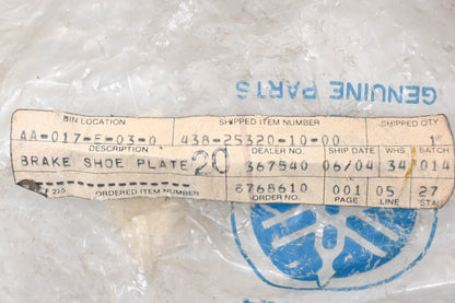 New OEM Yamaha 438-25320-10-00 Rear Brake Shoe Plate NOS