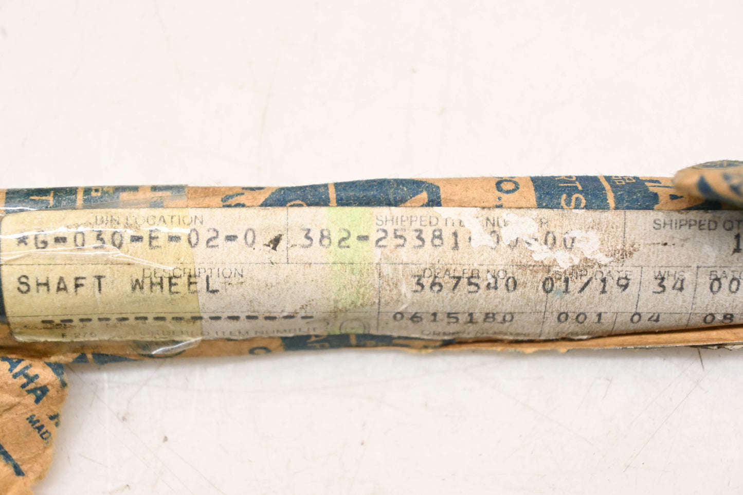 New OEM Yamaha 382-25381-00-00 Wheel Axle Shaft With Nut NOS