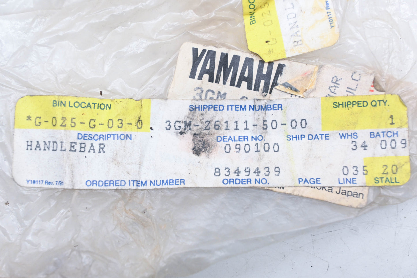 New OEM Yamaha 3GM-26111-50-00 Handlebar NOS