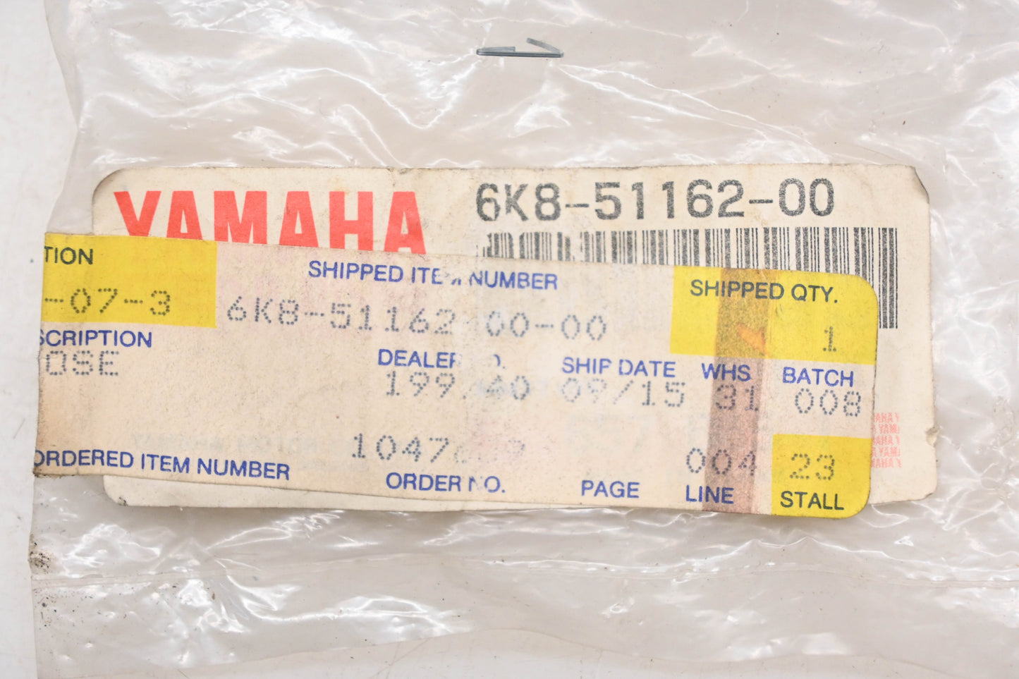 New OEM Yamaha 6K8-51162-00-00 Hose Elbow Joint NOS