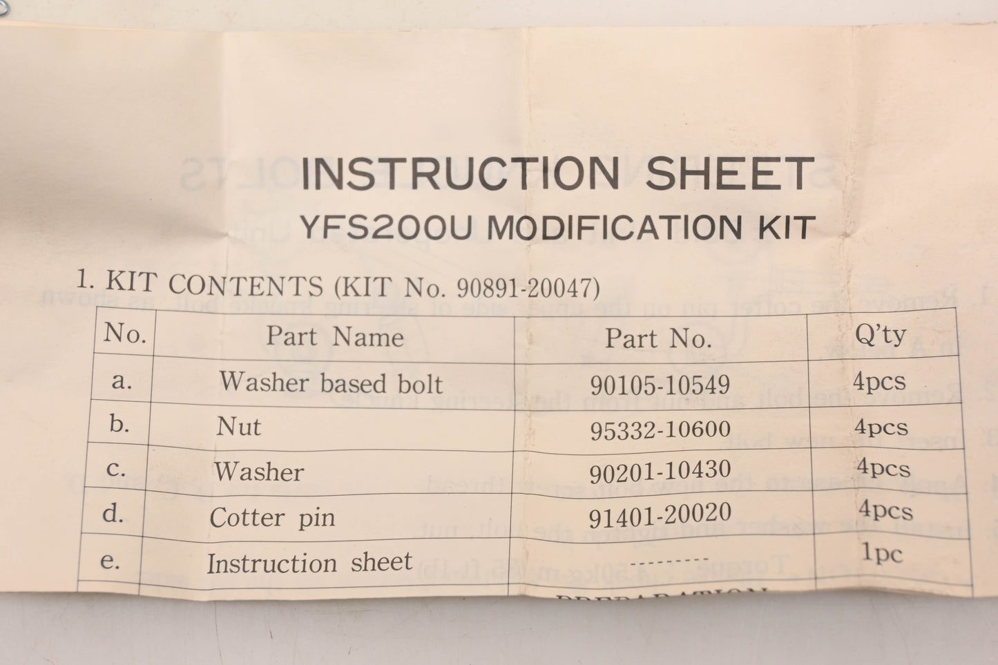 New OEM Yamaha 90891-20047-00 Steering Knuckle Modification Kit NOS