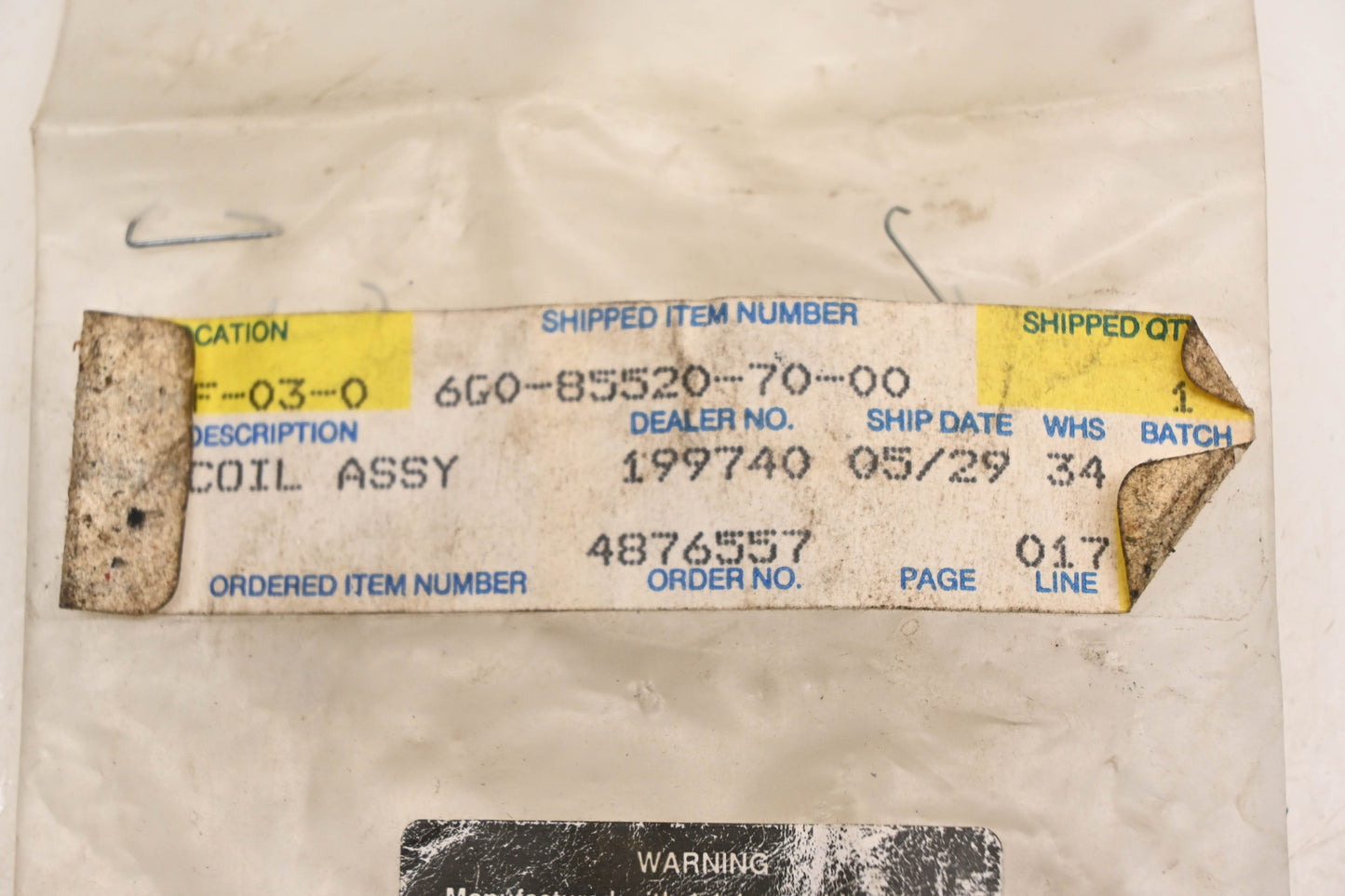 New OEM Yamaha 6G0-85520-70-00 Charge Coil NOS
