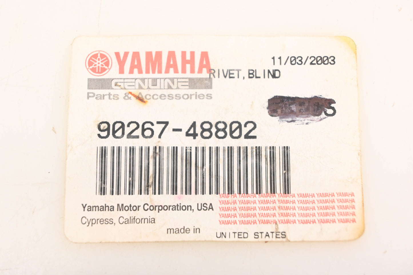 New OEM Yamaha 90267-48802-00 Blind Rivets Qty 2 NOS