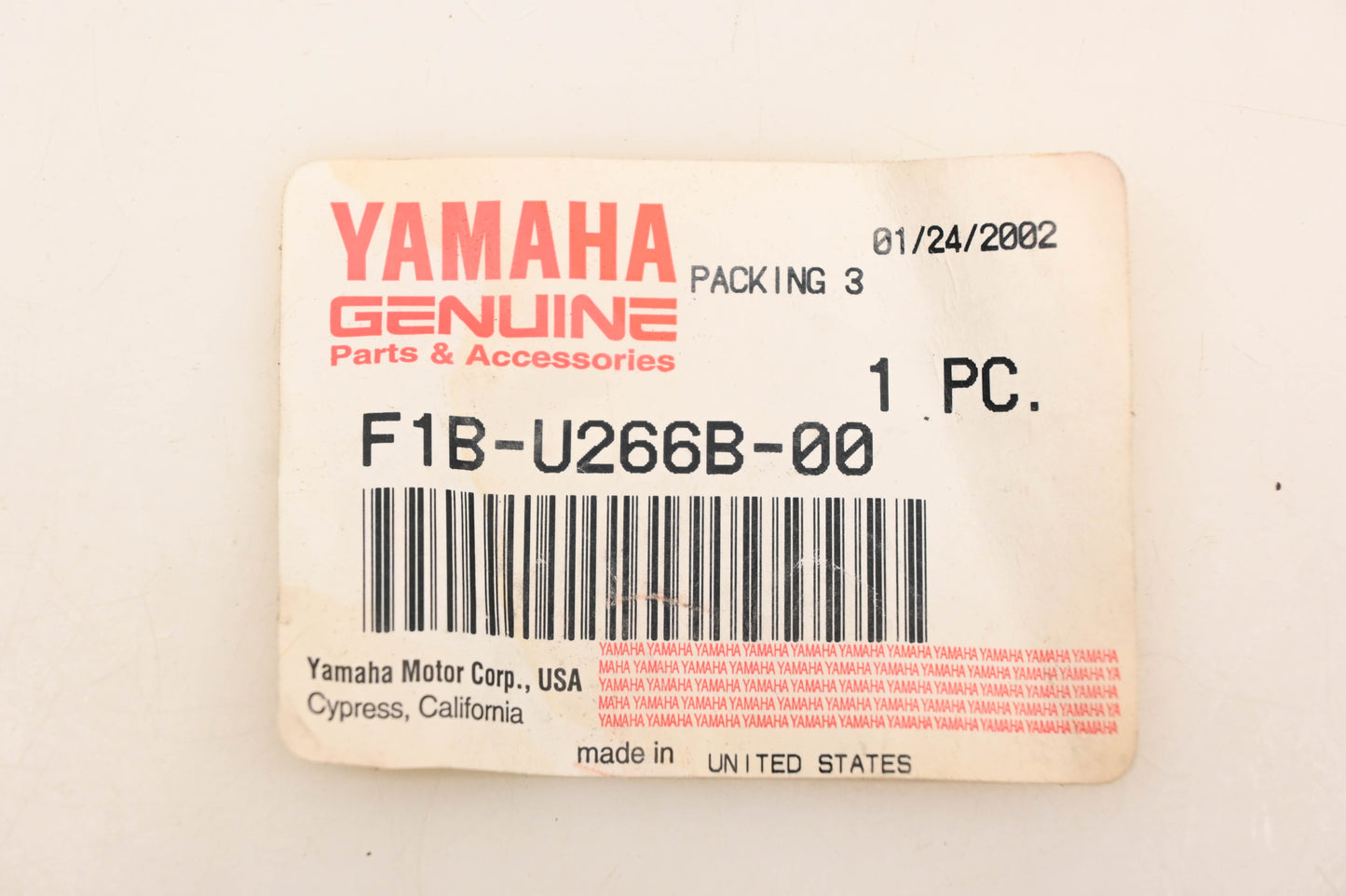 New OEM Yamaha F1B-U266B-00-00 Packing Seal #3 NOS