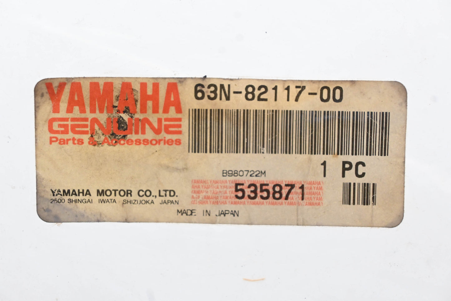 New OEM Yamaha 63N-82117-00-00 Battery Ground Cable NOS