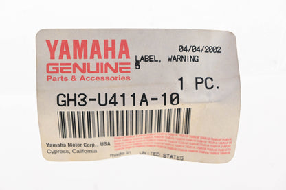 New OEM Yamaha GH3-U411A-10-00 Warning Label Decal NOS