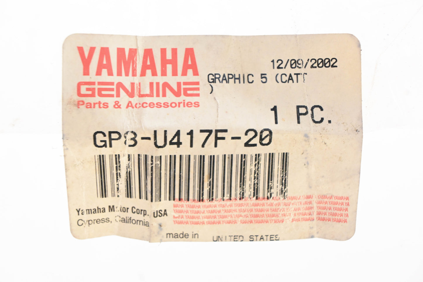 New OEM Yamaha GP8-U417F-20-00 GP 1200 Emblem Decal NOS