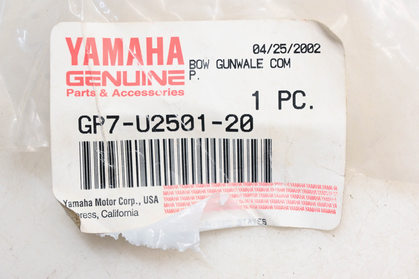 New OEM Yamaha GP7-U2501-20-00 Black Bow Gunwale Bumper NOS