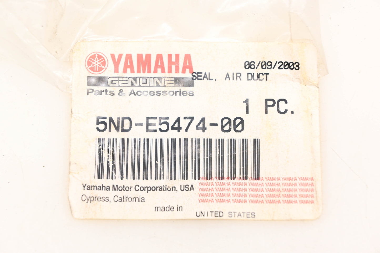 New OEM Yamaha 5ND-E5474-00-00 Air Duct Boot NOS