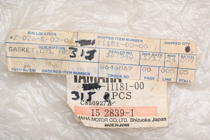 New OEM Yamaha 31J-11181-00-00 Cylinder Head Gaskets Qty 2 NOS
