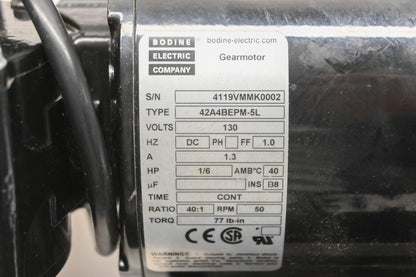 Bodine 4119VM, 42A4BEPM-5L Right Angle DC Gear Motor NOS