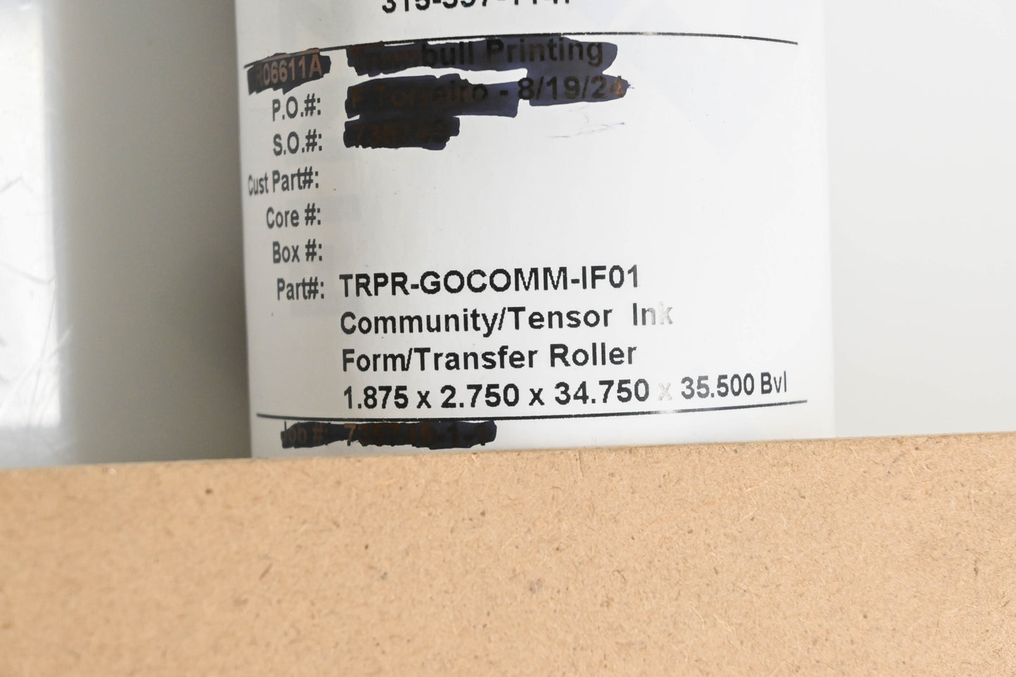 Finzer Roller TRPR-GOCOMM-IF01 1.875" X 2.75" X 34.75" X 35.5" 32 Duro Ink Form Roller NOS