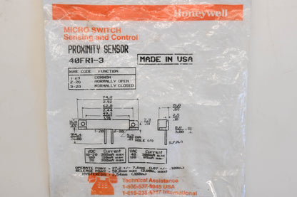 Honeywell 40FR1-3 Proximity Sensor NOS
