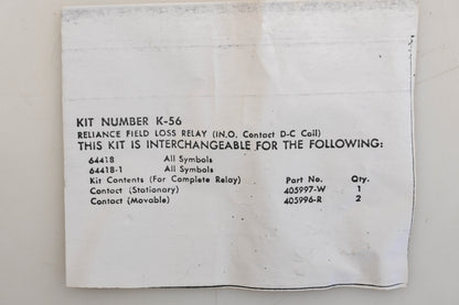 Reliance K-56 Contact Kit NOS