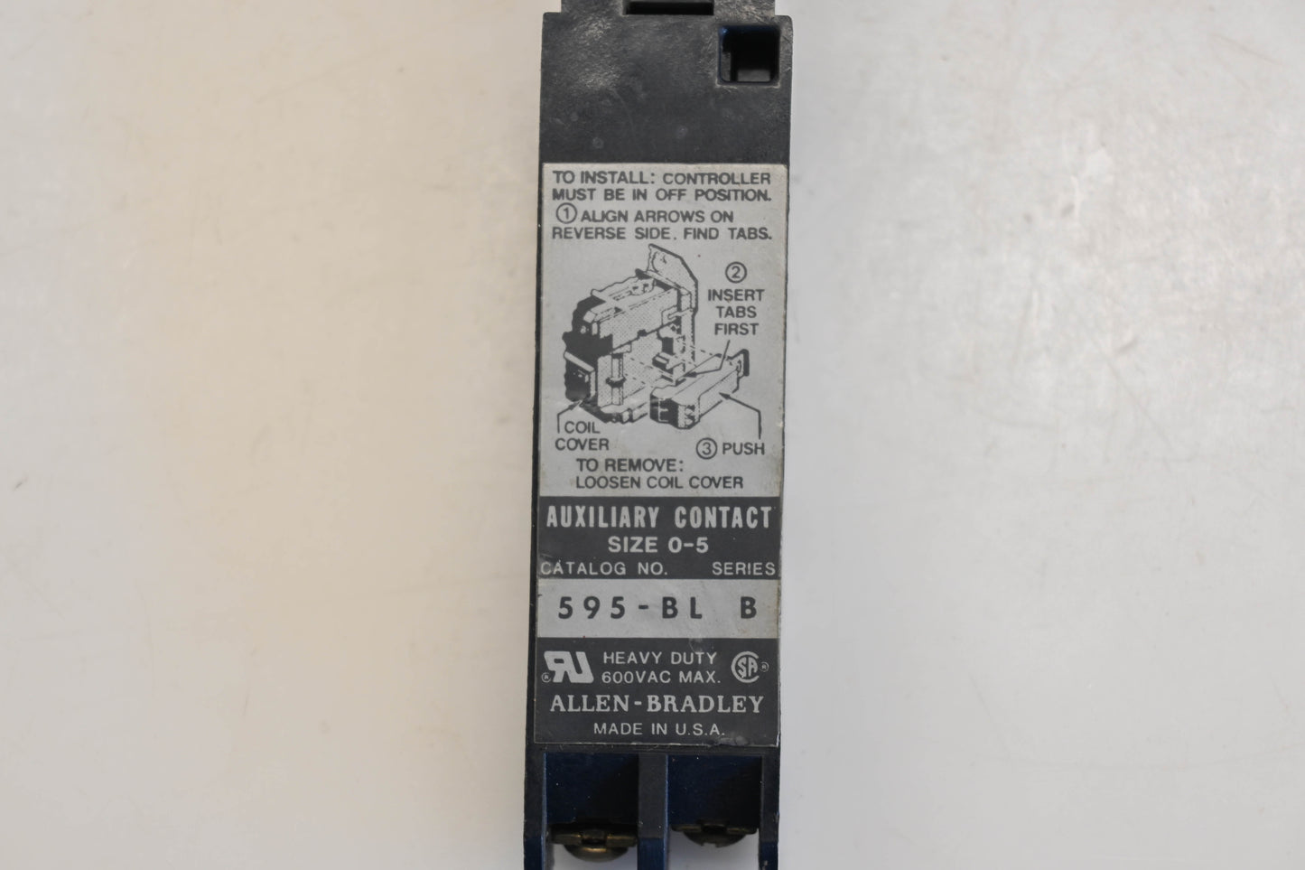 Allen Bradley 595-BL B Size 0-5 Auxiliary Contact Assembly NOS