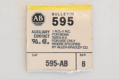 Allen Bradley 595-AB B Size 0-5 Auxiliary Contact Assembly NOS