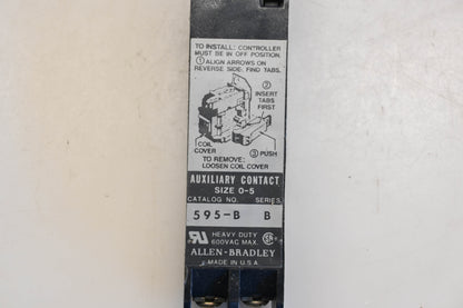 Allen Bradley 595-B B Size 0-5 Auxiliary Contact Assembly NOS