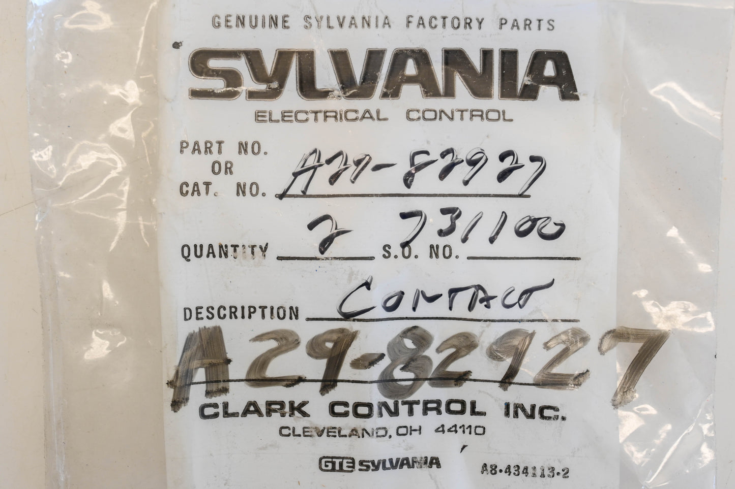 Sylvania A29-82927 Contacts Qty 2 NOS