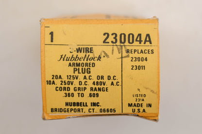 Hubbell 23004A, 23004, 23011 20A-125V Grounding Plug NOS