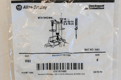 Allen Bradley W63 Thermal Overload Relay NOS