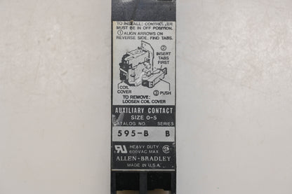Allen Bradley 595-B B Size 0-5 Auxiliary Contact Assembly