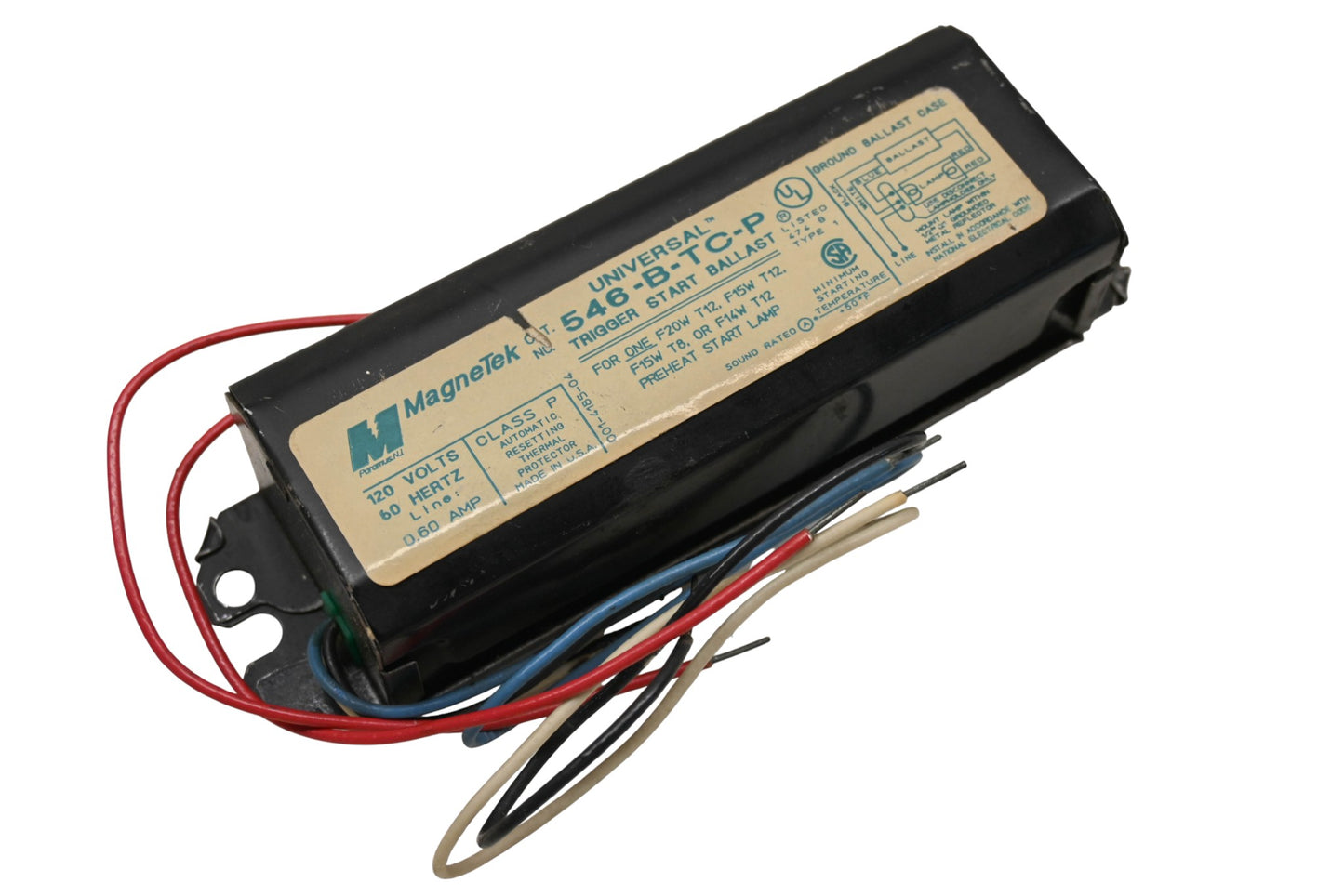 MagneTek 546-B-TC-P 120V-60Hz Universal Lamp Trigger Start Ballast NOS