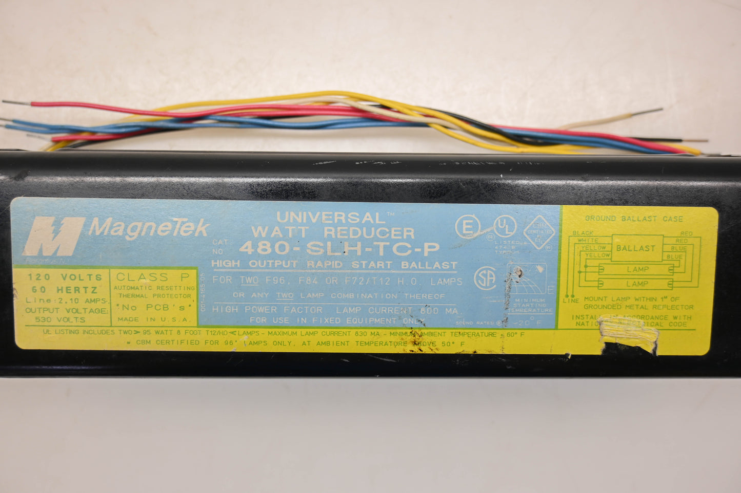 MagneTek 480-SLH-TC-P 120V-60Hz High Output Rapid Start Ballast NOS