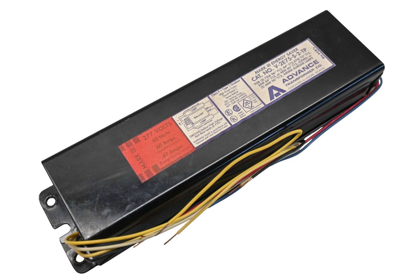 Advance V-2E75-S-2-TP 277V-60Hz Mark III Energy Saver Ballast NOS