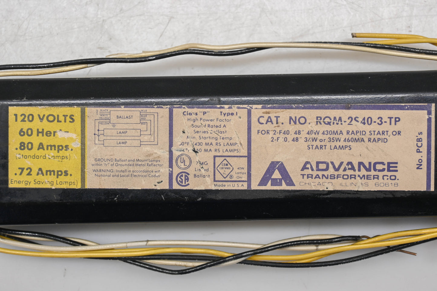 Advance RQM-2S40-3-TP 120V-60Hz Rapid Start Ballast