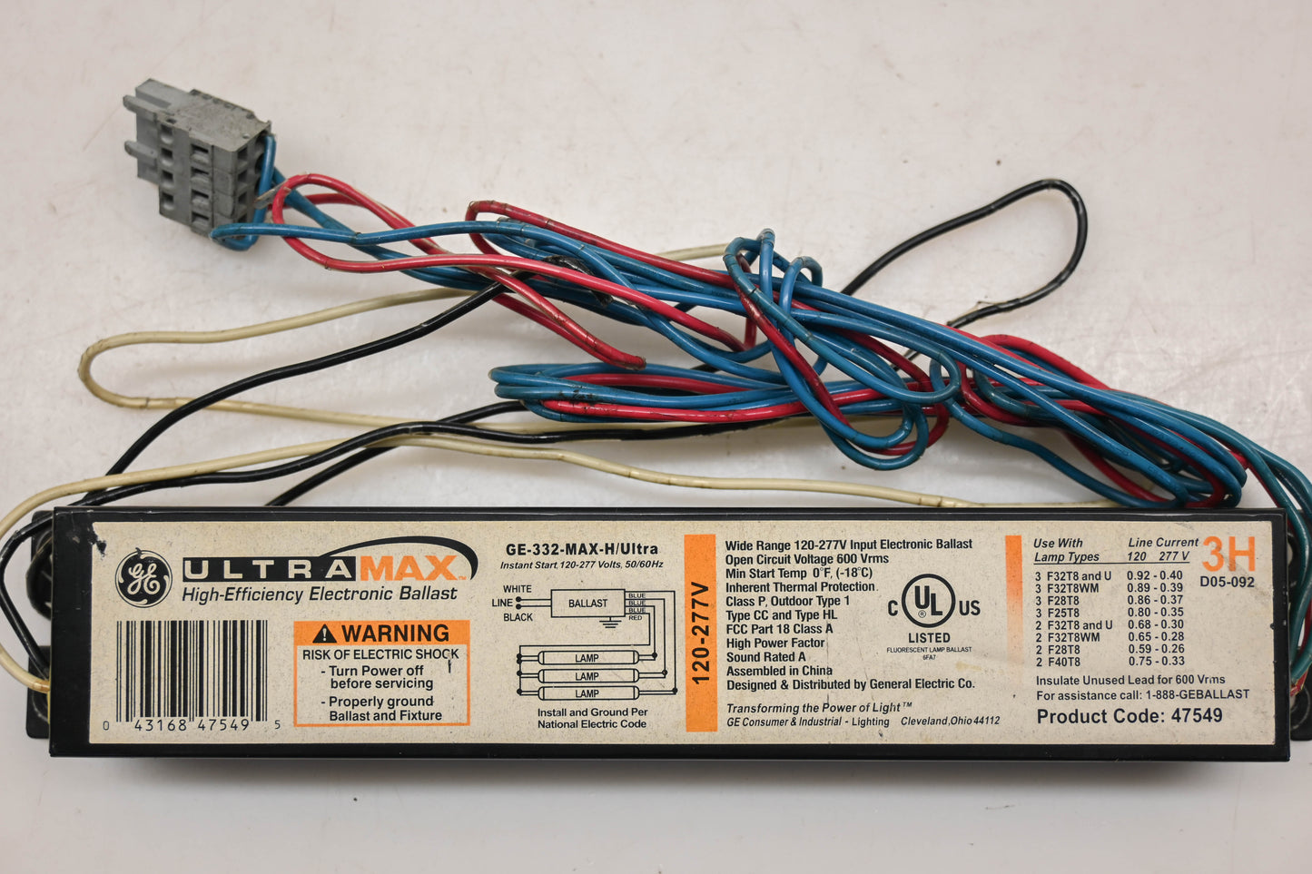 GE GE-332-MAX-H/ULTRA 120/227V-50/60Hz Electronic Ballast