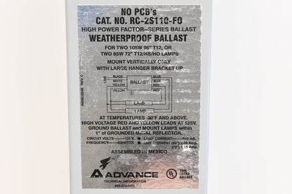 Allen Bradley RC-2S110-F0 250V-60Hz Weatherproof Ballast Kit NOS