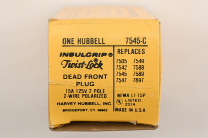 Hubbell 7545-C, 7505, 7549 15A-125V Twist-Lock Plug Assembly NOS
