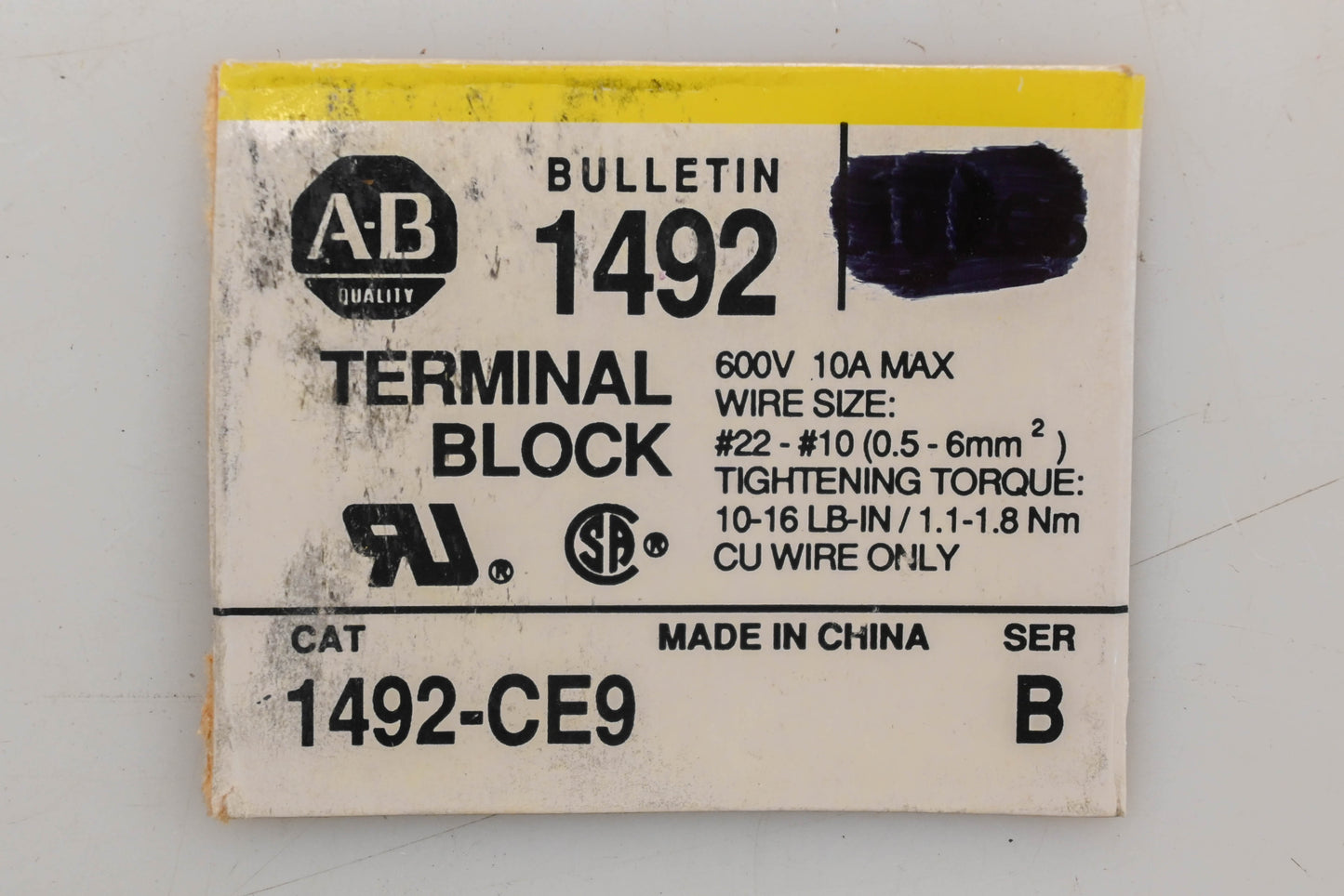 Allen Bradley 1492-CE9 10A-600V Terminal Blocks Qty 15 NOS