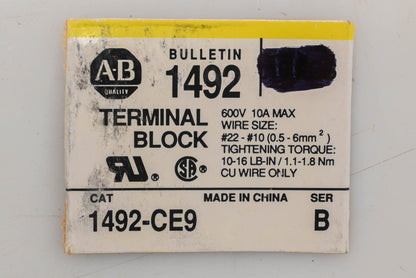 Allen Bradley 1492-CE9 10A-600V Terminal Blocks Qty 15 NOS