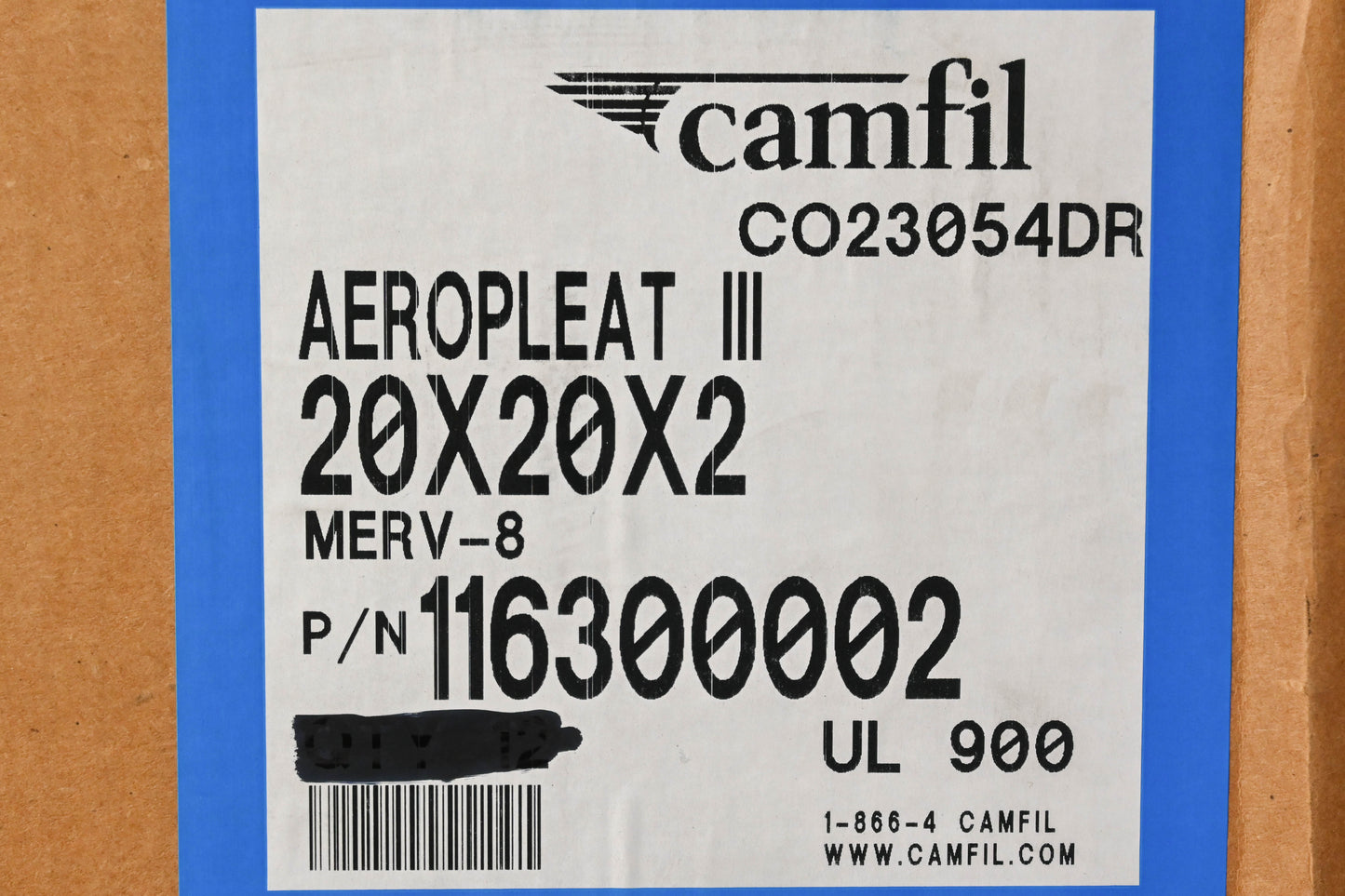 Camfil 116300002 20" x 20" x 2" Air Filters Qty 3 NOS