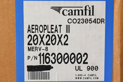 Camfil 116300002 20" x 20" x 2" Air Filters Qty 3 NOS