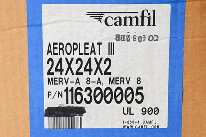 Camfil 116300005 24" x 24" x 2" Air Filters Qty 2 NOS