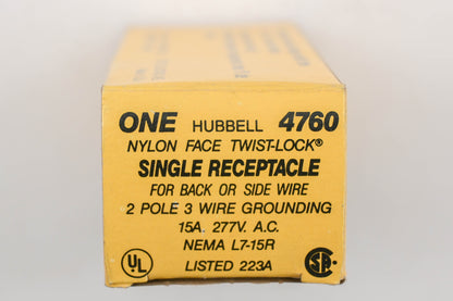 Hubbell 4760 15A-277V Twist Lock Receptacle Assembly NOS