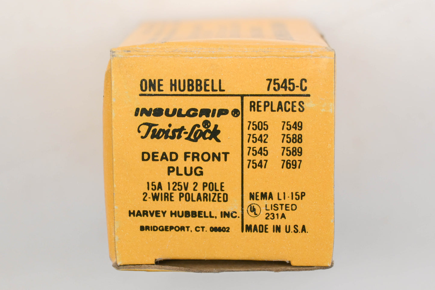 Hubbell 7545-C, 7505, 7549 15A-125V Twist-Lock Plug Assembly NOS