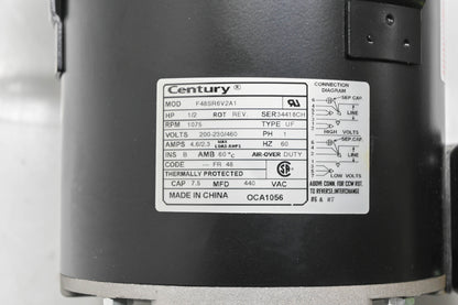Century OCA1056 1/2 HP 220V/460V 1 Phase Electric Motor NOS