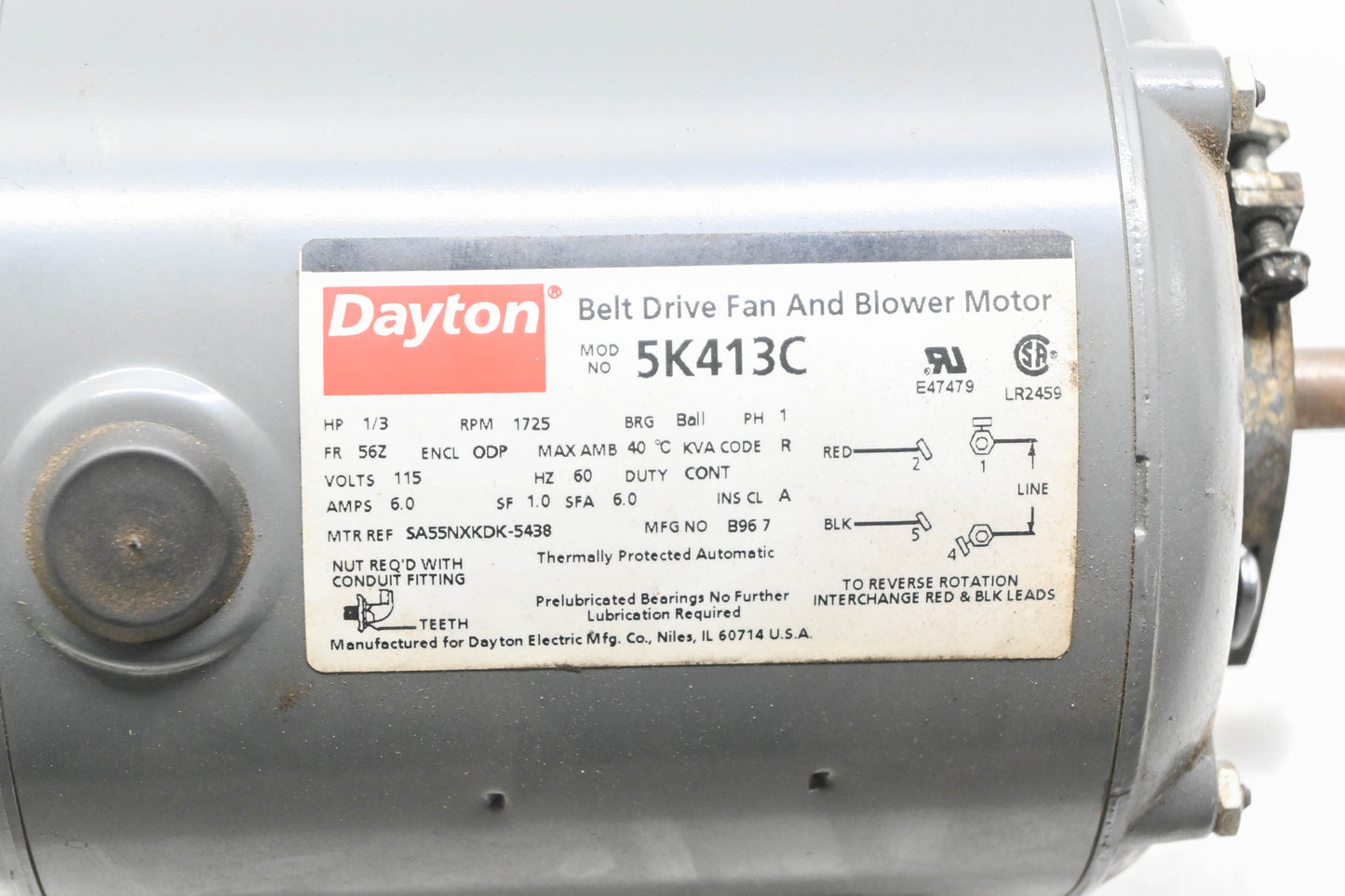 Dayton 5K413C 1/3 HP 115V 1PH 1725RPM Electric Motor