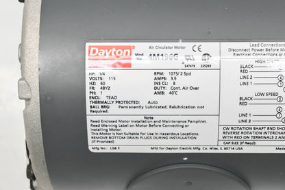 Dayton 4M196G 1/4 HP 2 Speed 115V Electric Motor NOS