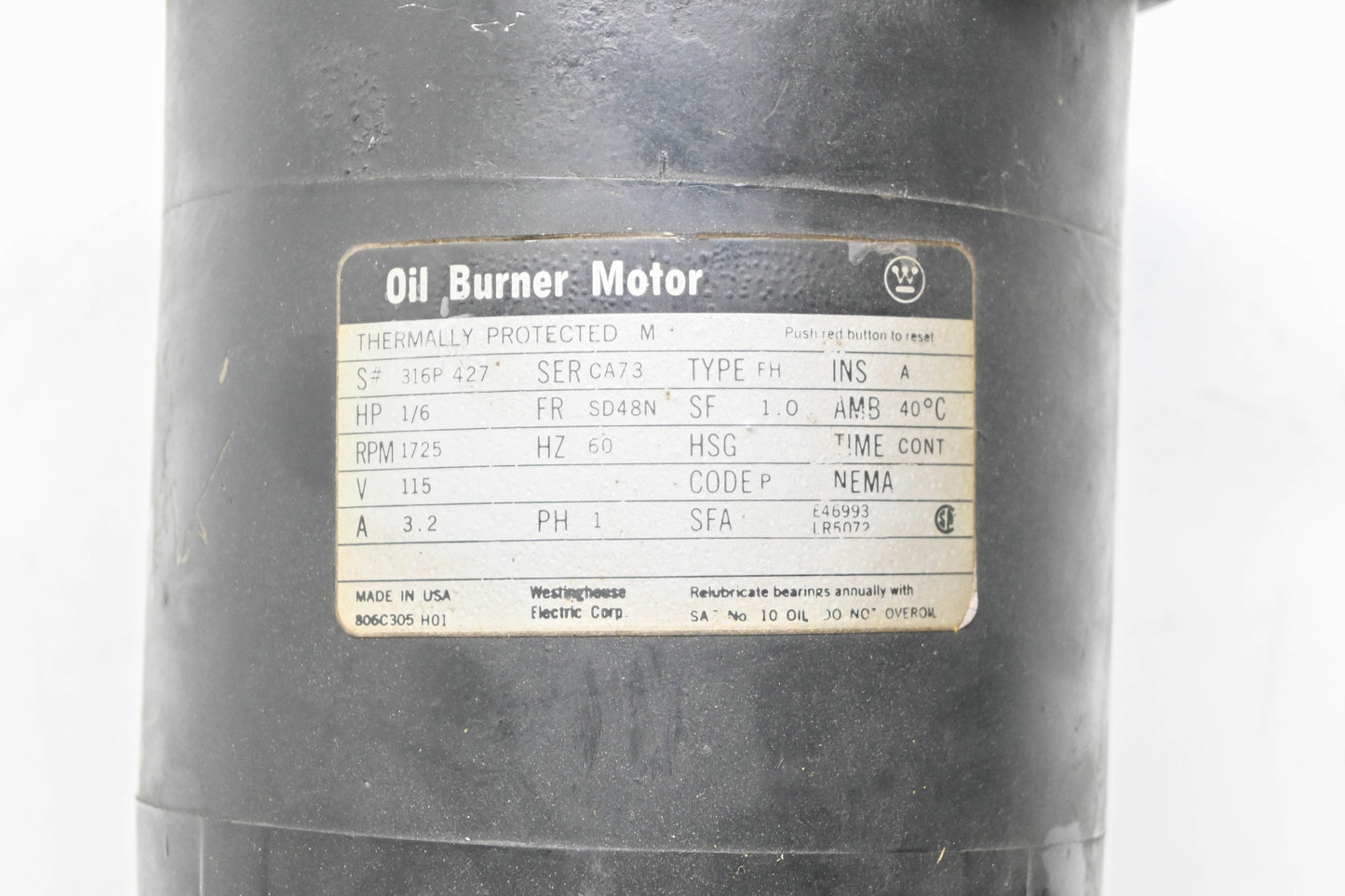 Westinghouse 806C305 1/6HP 115V 1725RPM Electric Motor