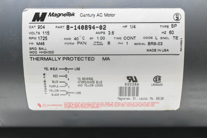 MagneTek 8-140894-02 1/4HP 115V 1725RPM Electric Motor NOS