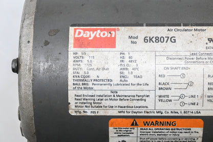 Dayton 6K807G 1/3HP 115V 1725RPM Electric Motor