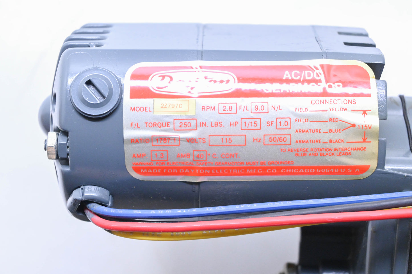 Dayton 2Z797C 1/15HP 115V Electric Gear Motor NOS