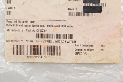 Honeywell CPSZ1S Extension Endspring NOS